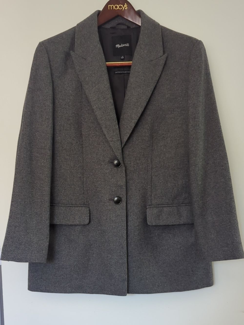 Madewell Charcoal Gray Women's Two-Button Blazer Size 10